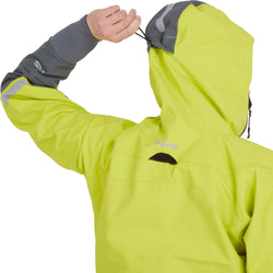 NRS Women's Element GORE-TEX Pro Semi-Dry Top in Chartreuse hood drawstring