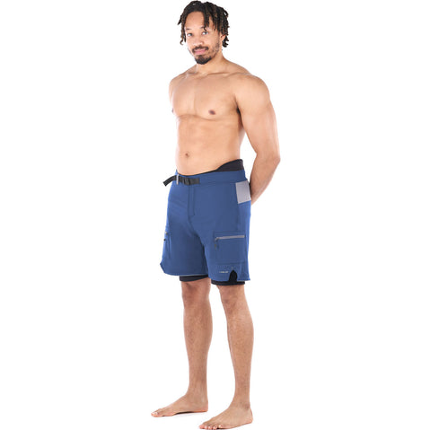Level Six Men's Pro Guide Neoperene Lined Shorts in Deep Blue left