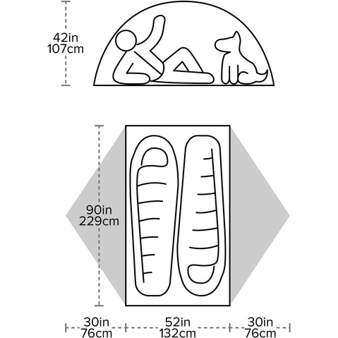 Big Agnes Blacktail 2 Person Camping Tent in Warm Olive/Chinois Green diagram