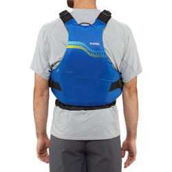 NRS Vapor Kayak Lifejacket (PFD) in Blue model back