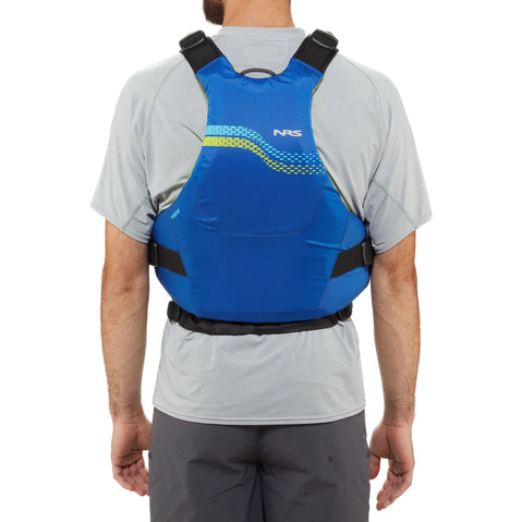 NRS Vapor Kayak Lifejacket (PFD) in Blue model back