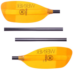 Werner Sherpa Fiberglass 4-Piece Whitewater Kayak Paddle in Translucent Amber detail