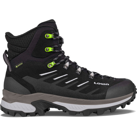 Lowa Men's Randir GTX Mid Backpacking Boots in Black/Grey side view