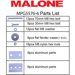 Malone Hobie Style Cradle Adapters hardware part list