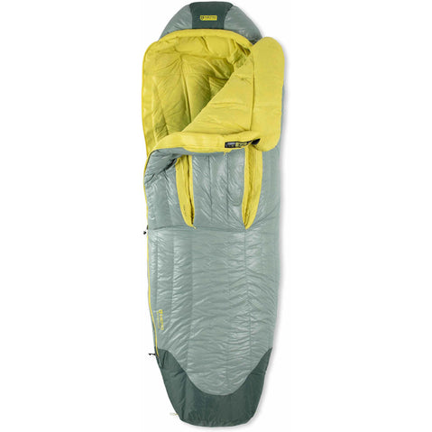 Nemo Women's Riff 30-Degree Down Sleeping Bag in Dorado/Lichen draft collar