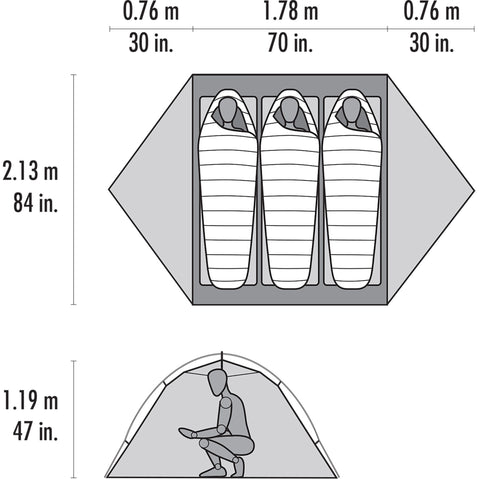 MSR Access 3-Person Backpacking Tent diagram