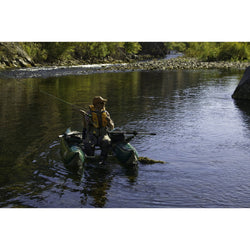 Outcast PAC 900FS Pontoon Boat in Green/Gray lifestyle