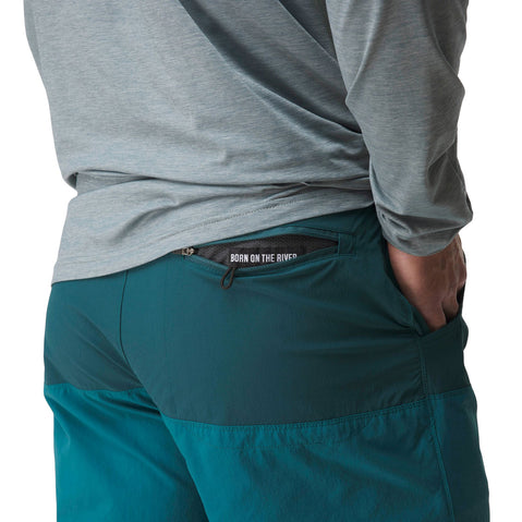 NRS Men's Benny Board Shorts in Deep Teal model detail