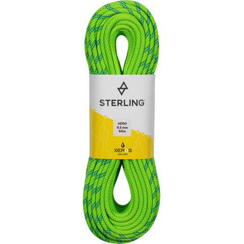 Sterling Aero 9.2 mm BiColor XEROS Dry Climbing Rope in Green front
