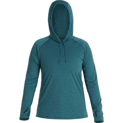 NRS Women's Silkweight Hoodie in Mediterranea front