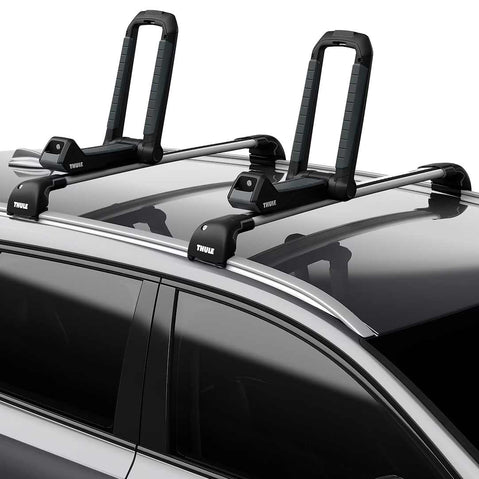 Thule Hull-a-Port Aero Kayak Roof Rack installed on a car