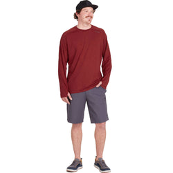 NRS Men's Silkweight Long Sleeve Shirt in Vino model front