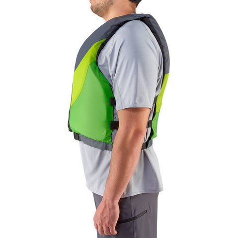 NRS Crew Universal Lifejacket (PFD) in Green/Gray model side