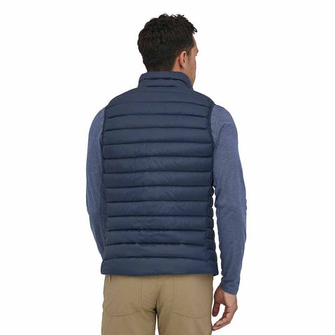 Patagonia Men's Down Sweater Vest in New Navy model back view