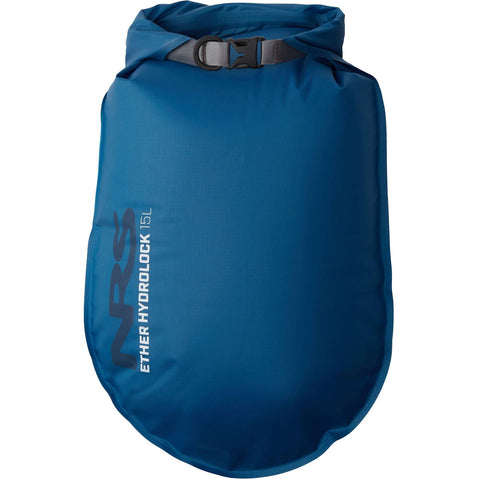 NRS Ether Hydrolock Dry Bag Mykonos Blue 15 Liter Front With Logo