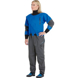NRS Women's Explorer Semi-Dry Suit in Blue model front