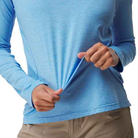 NRS Women's Silkweight Long-Sleeve Shirt in Marina model detail