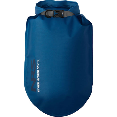 NRS Ether Hydrolock Dry Bag Mykonos Blue 3 Liter Front With Logo