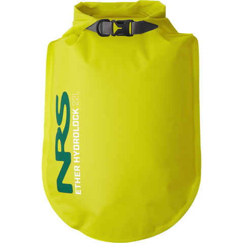 NRS Ether Hydrolock Dry Bag Citrus Yellow 22 Liter Front With Logo
