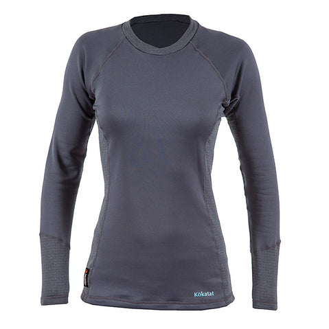 Kokatat Women's Polartec Power Dry Outercore Long Sleeve Shirt in Coal front