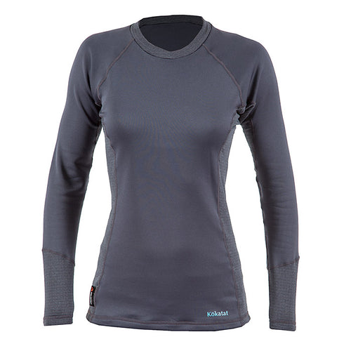 Kokatat Women's Polartec Power Dry Outercore Long Sleeve Shirt in Coal front