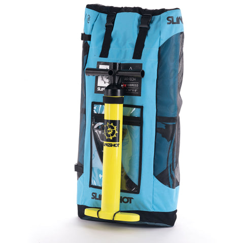 Slingshot Crossbreed 11 Inflatable SUP Board w/ SUP Winder in Blue packed