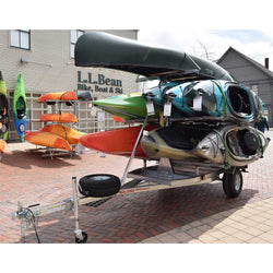 Malone MegaSport Outfitter 3 Tier Kayak Trailer with kayak loaded side view