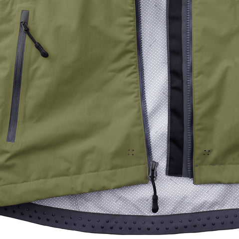 NRS Champion Jacket in Olive/Dark Shadow zipper detail