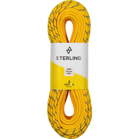 Sterling IonR 9.4 mm BiColor XEROS Dry Climbing Rope in Yellow front