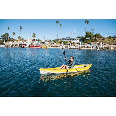 Advanced Elements StraitEdge 2 Pro Inflatable Kayak in Yellow/Gray in use