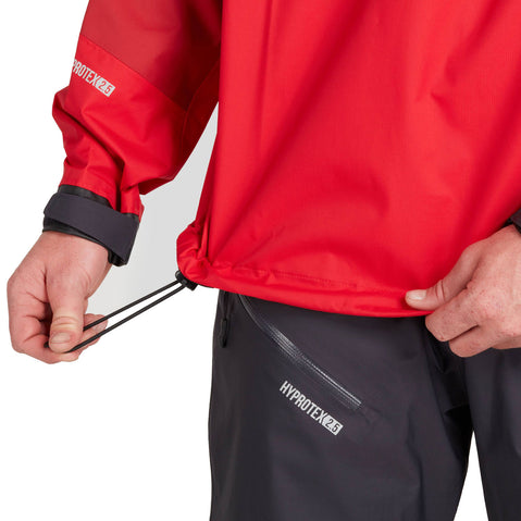 NRS Men's Endurance Paddling Jacket in Red model drawstring