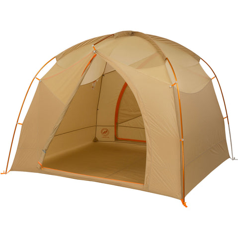 Big Agnes Big House 4 Person Camping Tent in Chinois Green/Prairie Sand no fly door open