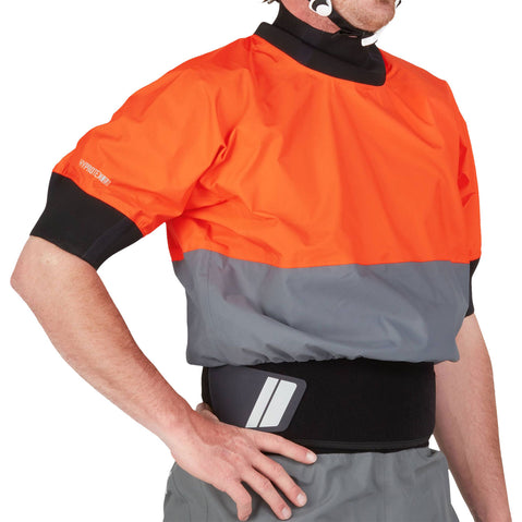 NRS Men's Stratos Shorty Semi-Dry Paddling Jacket in Flare model frontcrop