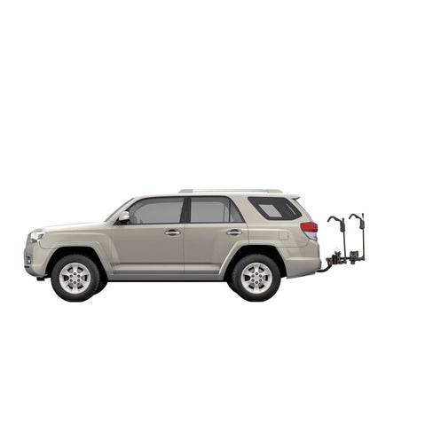 Yakima HoldUp Two Bike Hitch Rack installed on a car back