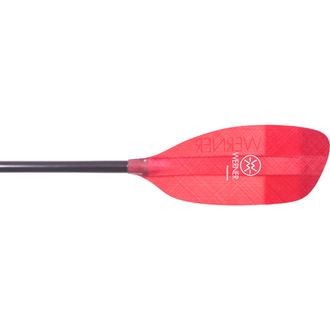 Werner Powerhouse Fiberglass Bent Shaft Whitewater Kayak Paddle in Red blade