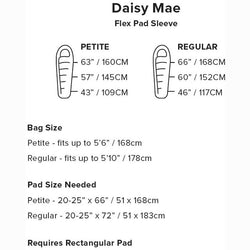 Big Agnes Women's Daisy Mae 15 Degree Down Sleeping Bag in Aqua/Navy diagram