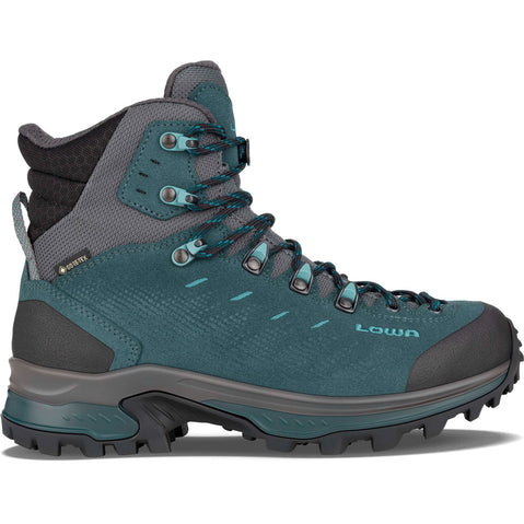 Lowa Women's Randir GTX Mid Backpacking Boots in Petrol/Arctic side view