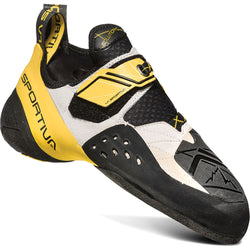 La Sportiva Men's Solution Rock Climbing Shoes in White/Yellow angle