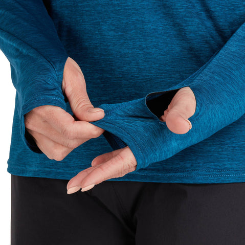 NRS Women's Silkweight Long Sleeve Shirt in Poseidon model detail