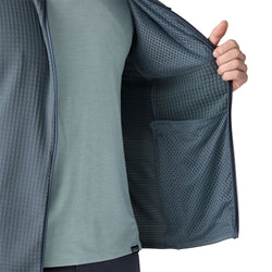 Patagonia Men's R1 Jacket in Utility Blue model zip