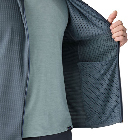 Patagonia Men's R1 Jacket in Utility Blue model zip