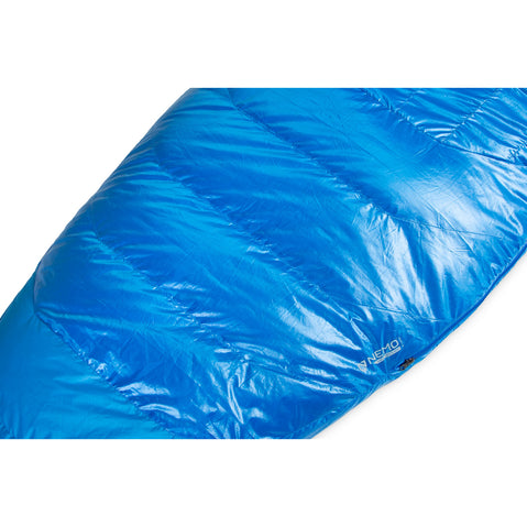 Nemo Equipment Men's Disco 30-Degree Endless Promise Down Sleeping Bag in Brilliant Blue baffels detail