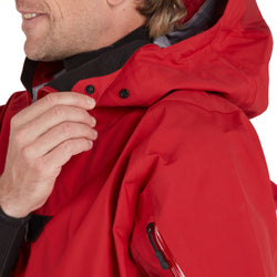 NRS Men's Orion Paddling Jacket in Red model face closure
