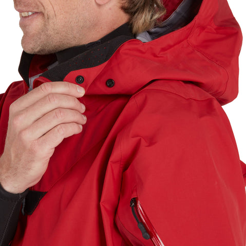 NRS Men's Orion Paddling Jacket in Red model face closure