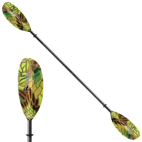 Bending Branches Angler Pro Fiberglass Straight Shaft 2-Piece Kayak Paddle in Glowtek angle