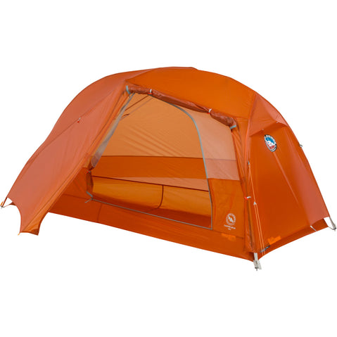 Big Agnes Copper Spur UL 1 Person Backpacking Tent in Tangelo with fly open