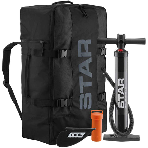 Star Paragon Tandem Inflatable Kayak bag, pump, fin, and repair kit
