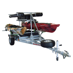Malone MegaSport 2-Boat SaddleUp Pro Ultimate Angler Trailer Package with kayak loaded