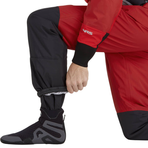 NRS Men's Crux Drysuit in Red model ankle