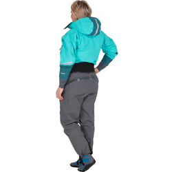 NRS Women's Navigator GORE-TEX Pro Semi-Dry Suit in Aqua model back